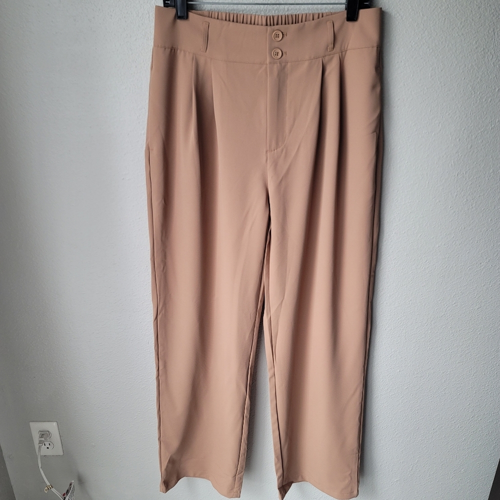 Halara High Waist Double Button Trousers Size Large Petite Color Cartouche NWT - Picture 3 of 8